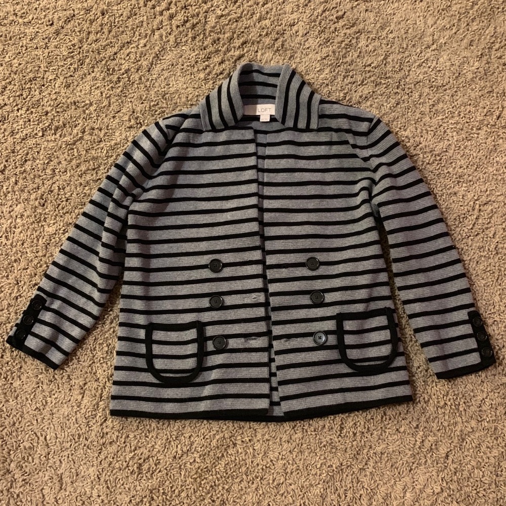 Ann Taylor LOFT striped sweater blazer